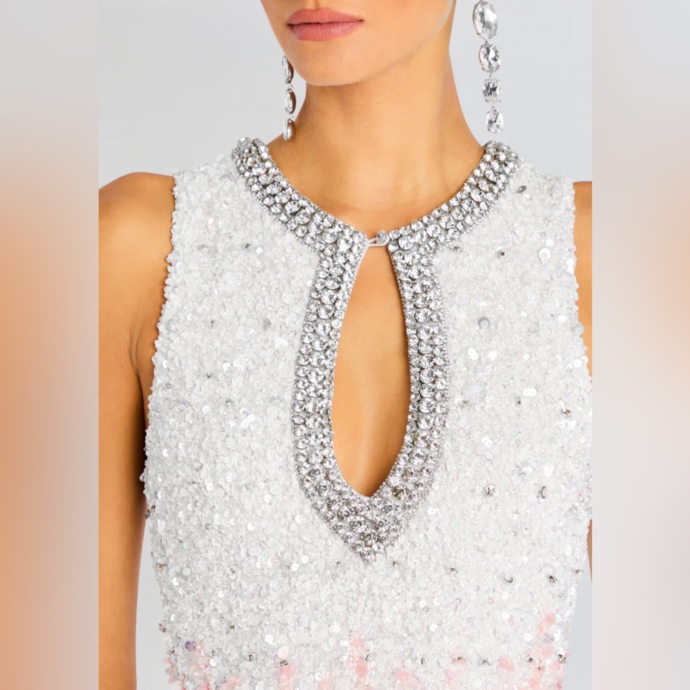 Retrofete Julianne Sequin Embellished Mini Dress in White Pink Small - Picture 2 of 3